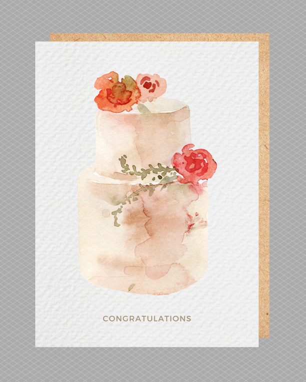 Thumbnail: Congratulations Peach Wedding Card - Includes Kraft Envelope