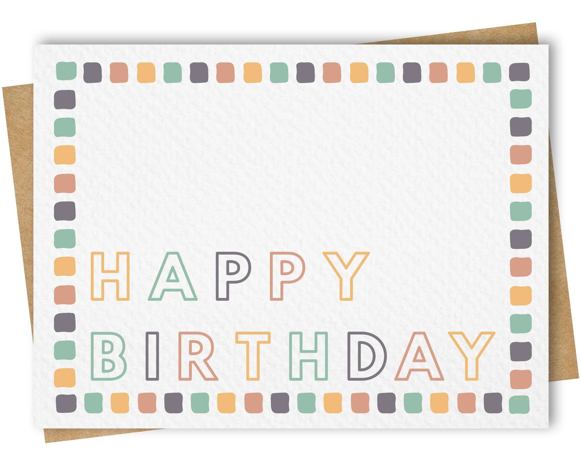 Happy Birthday Coloured Frame Card, Includes Kraft Envelope