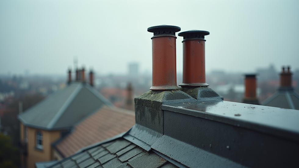 Close-up view of chimney cap on a rooftop