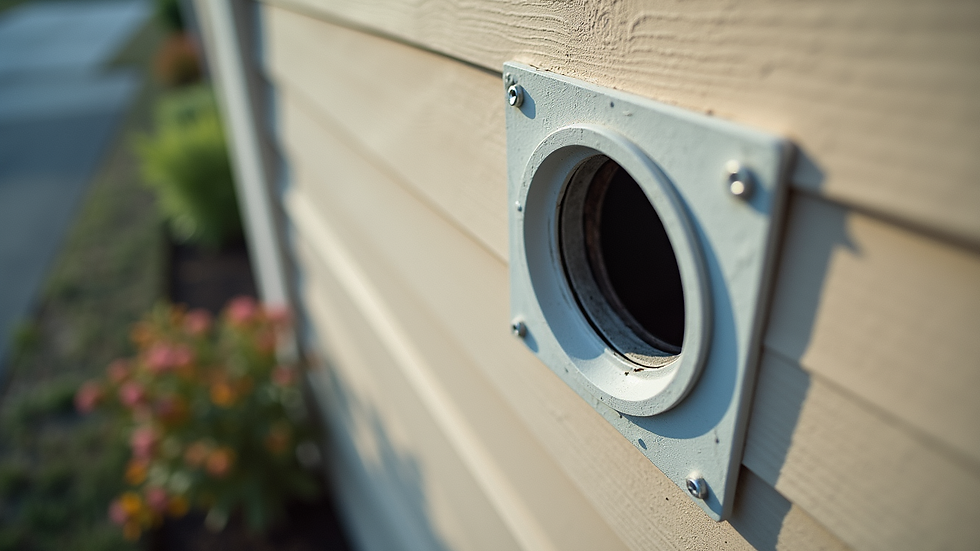 High angle view of clean dryer vent outlet on house exterior