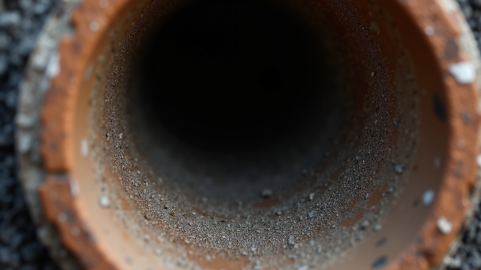 Close-up view of creosote buildup inside a chimney flue