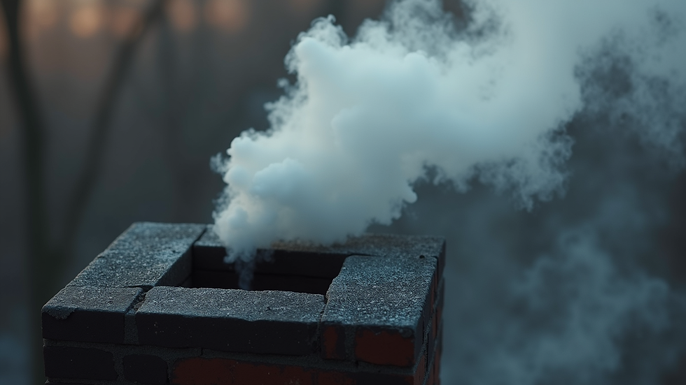 Close-up view of chimney flue with soot buildup