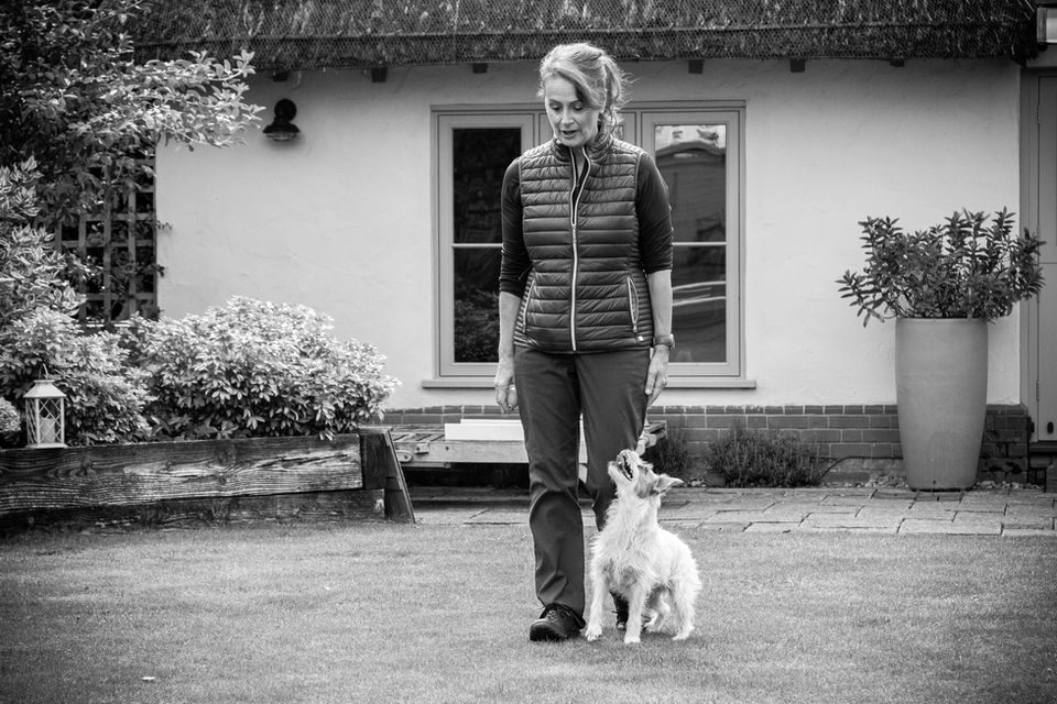 Caroline training one of her dogs