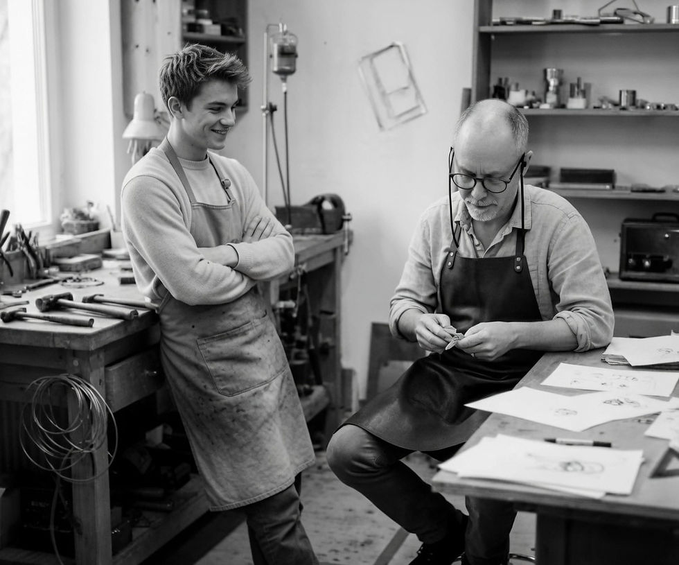 Artisan jewelry makers in a workshop