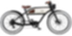 Thumbnail: Vélo électrique modèle Greaser Michael Blast noir avec réservoir couleur ivoire pneus noir et blanc vintage