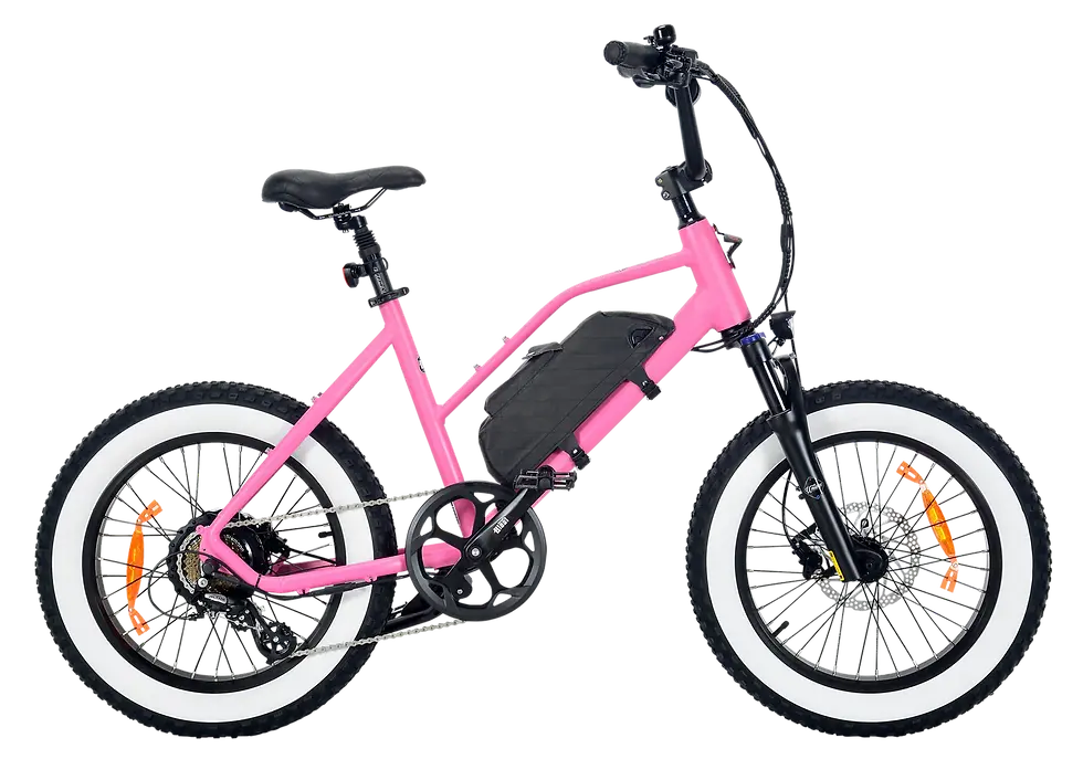 Miniatura: Vélo électrique SodaBike Pink Michael Blast avec batterie amovible.