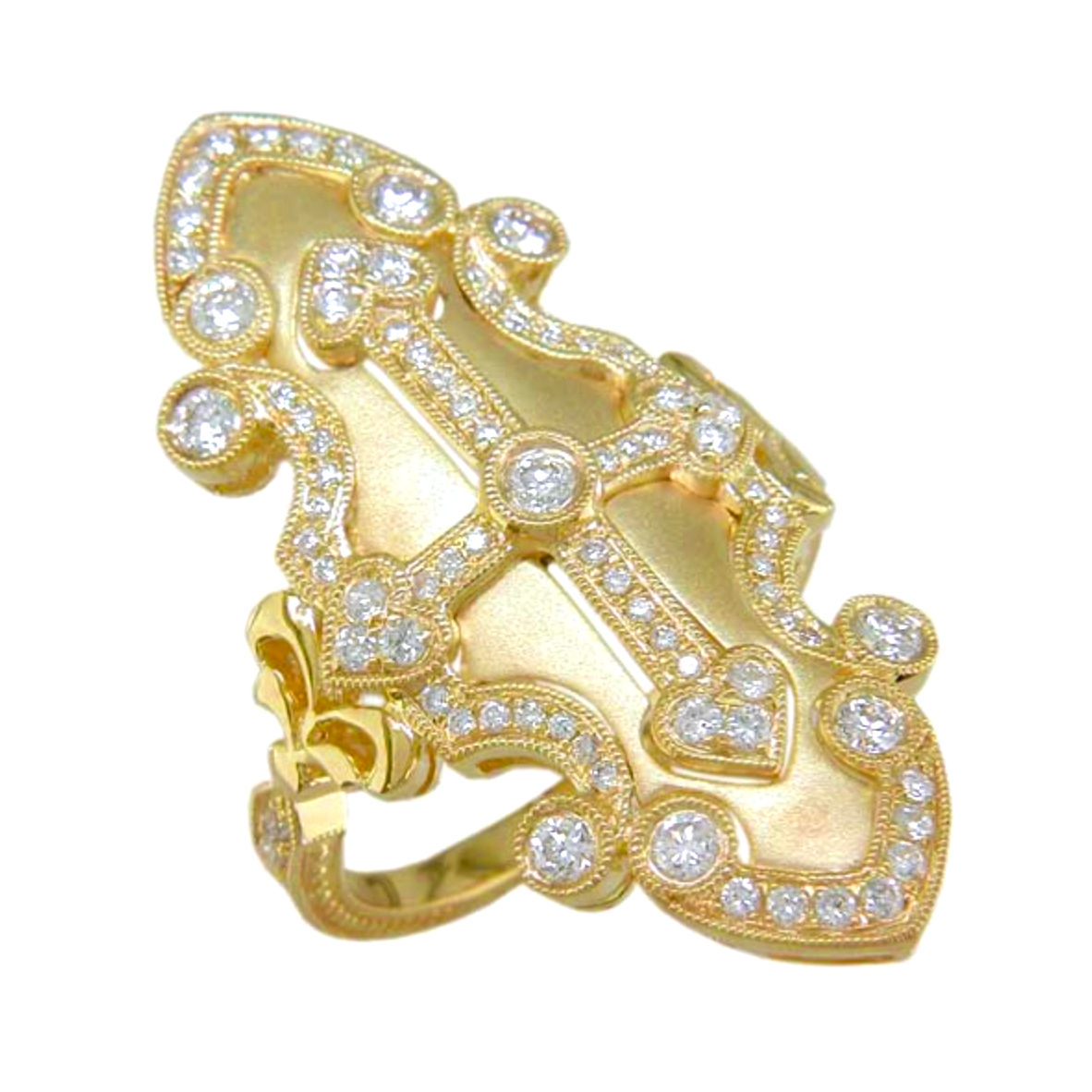 Diamond Cross Shield Ring