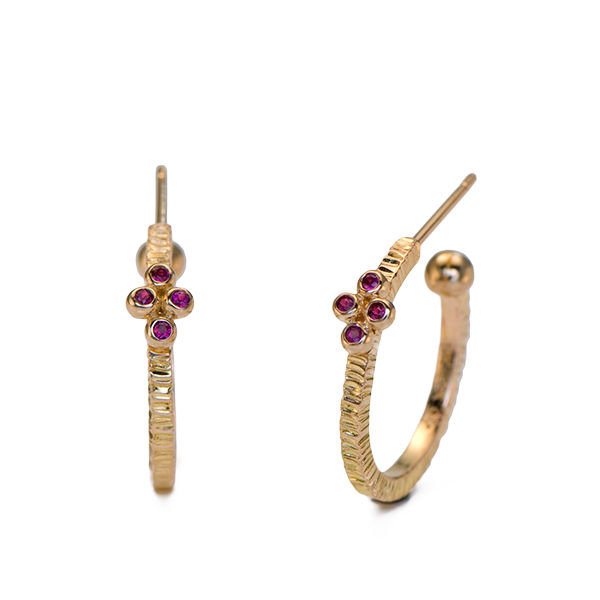 Pink Sapphire Hoop Earrings