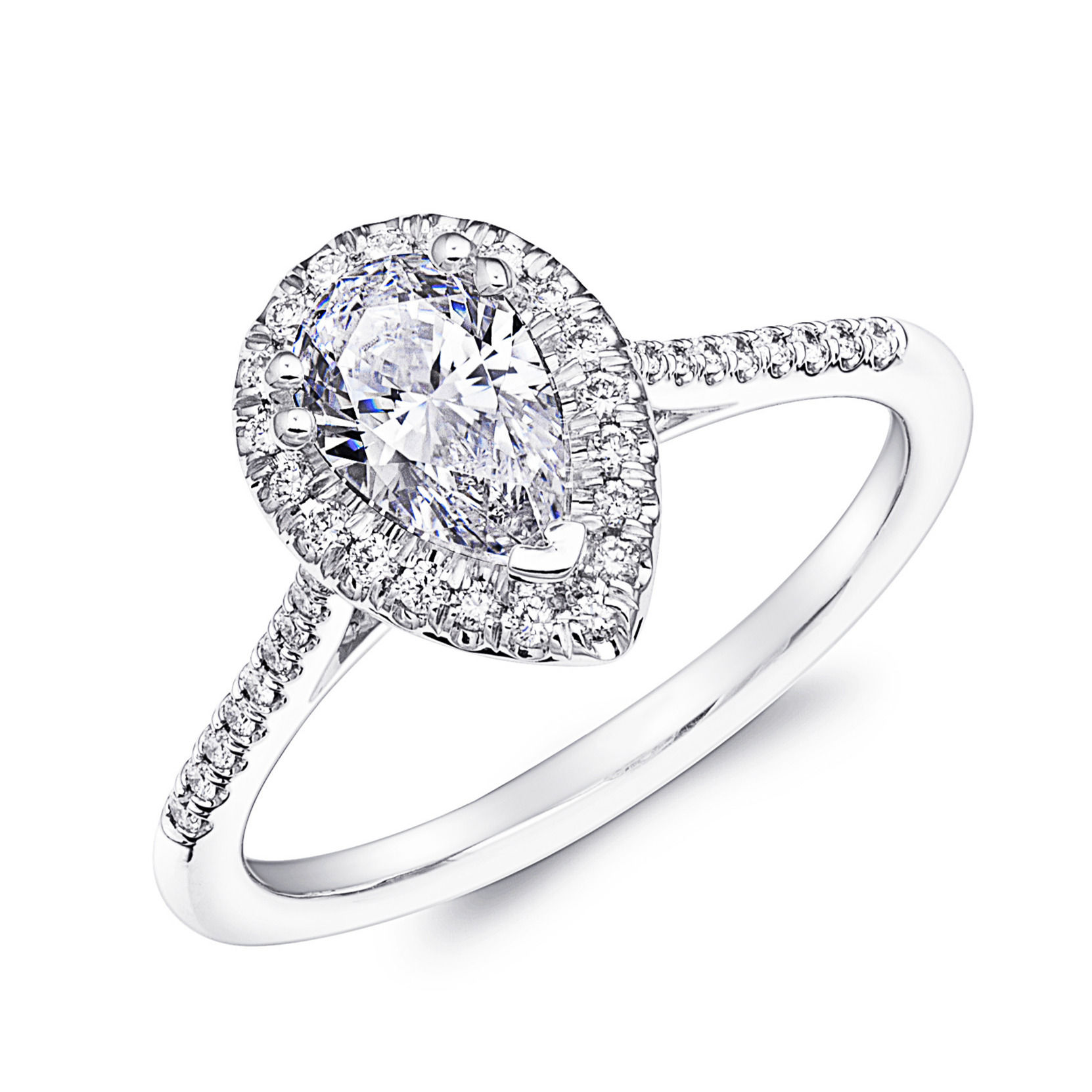 Pearshape Halo Engagement Ring