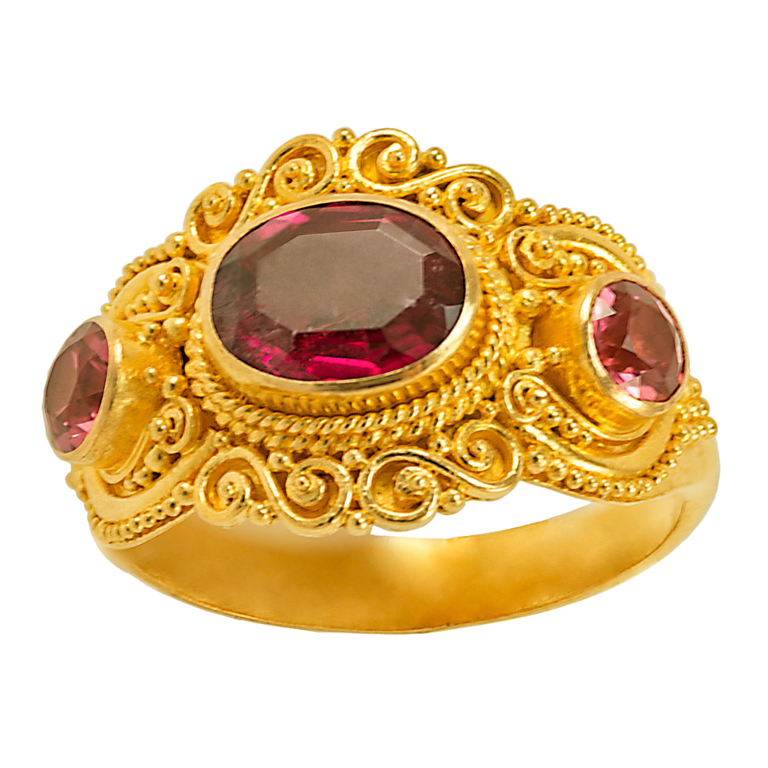 Topaz & Spinel Filigree Ring