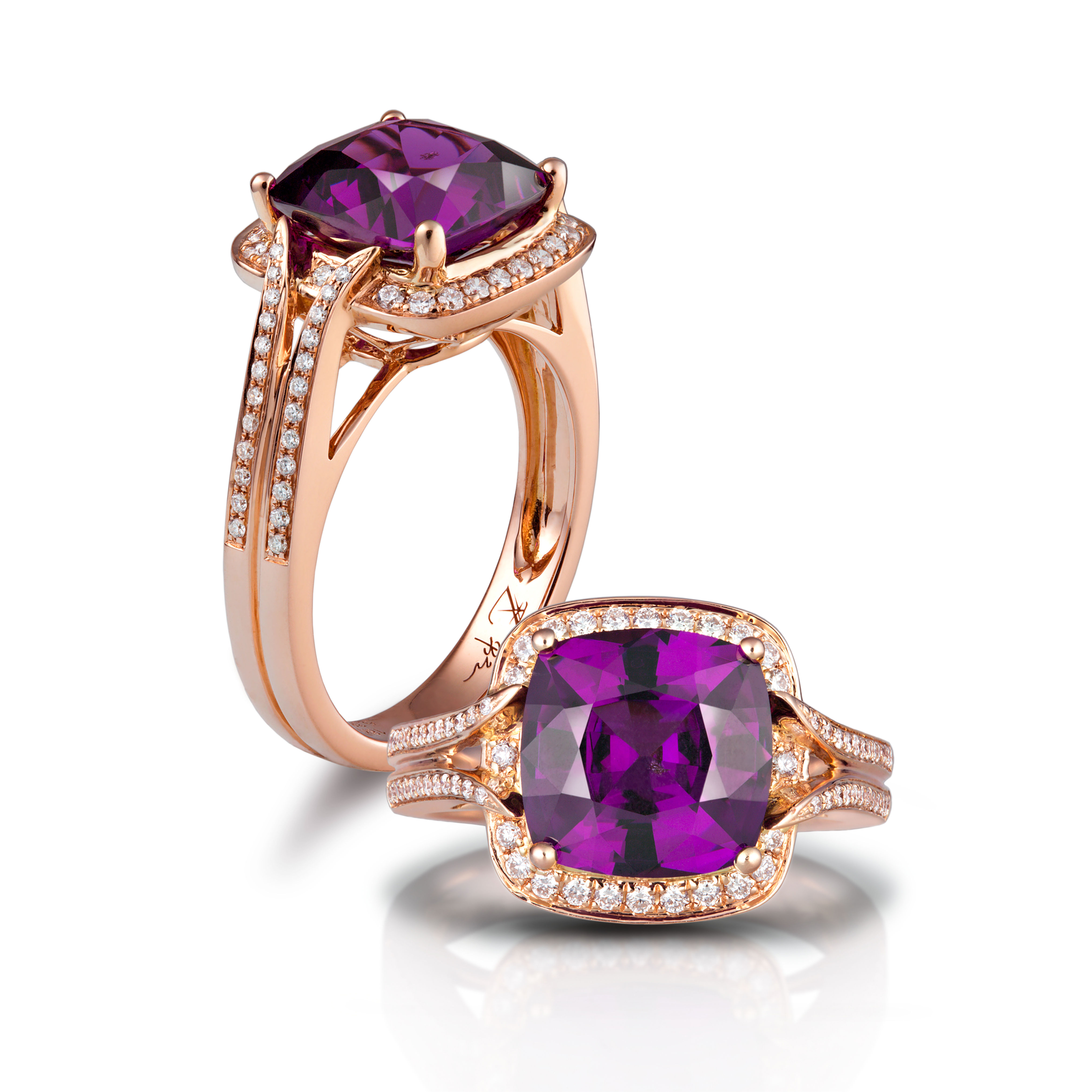 Purple Garnet Cushion Ring