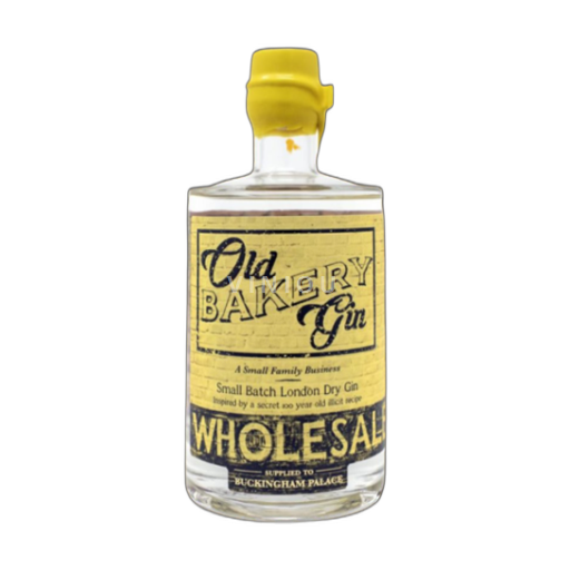 Old Bakery Distillery's own branded London Dry Gin bottle from Enfield; this is a product photograph, not the premises.