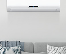 Fresh living room with air conditioner