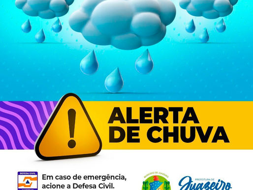 Juazeiro: Defesa Civil emite alerta sobre possibilidade de chuvas fortes nos próximos dias