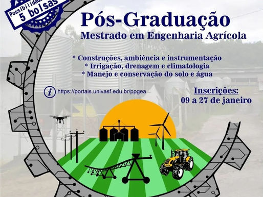 Univasf realiza seleção para Programa de Pós-Graduação em Engenharia Agrícola (PPGEA)