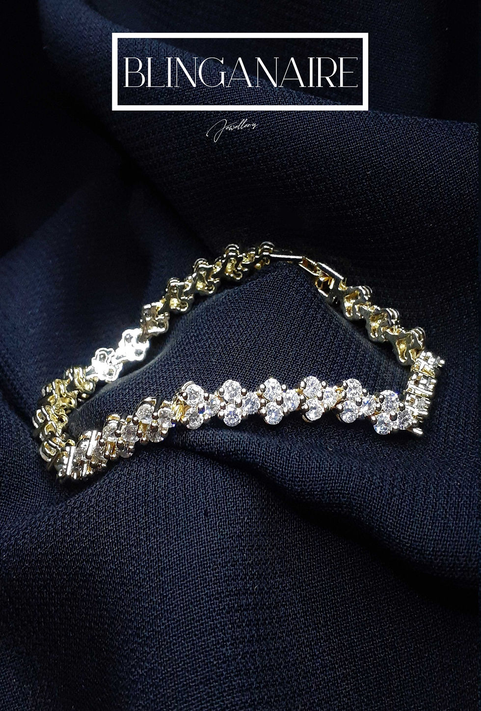Golden Trio Zircon 925 Sterling Silver Bracelet