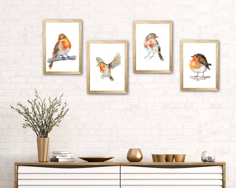 Thumbnail: Set of 4 A5 Robin Prints