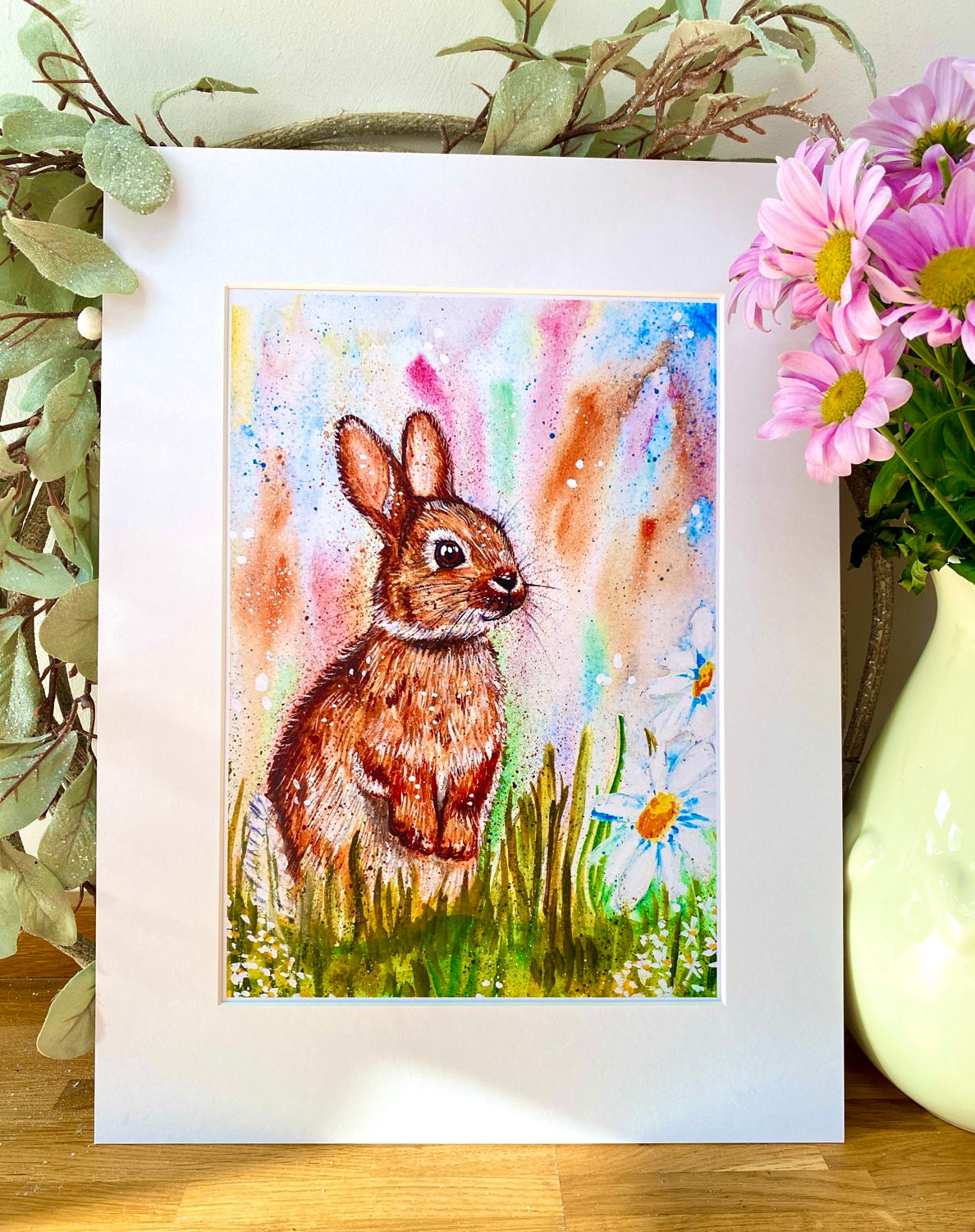 Mounted Print - Bunny & Daisies