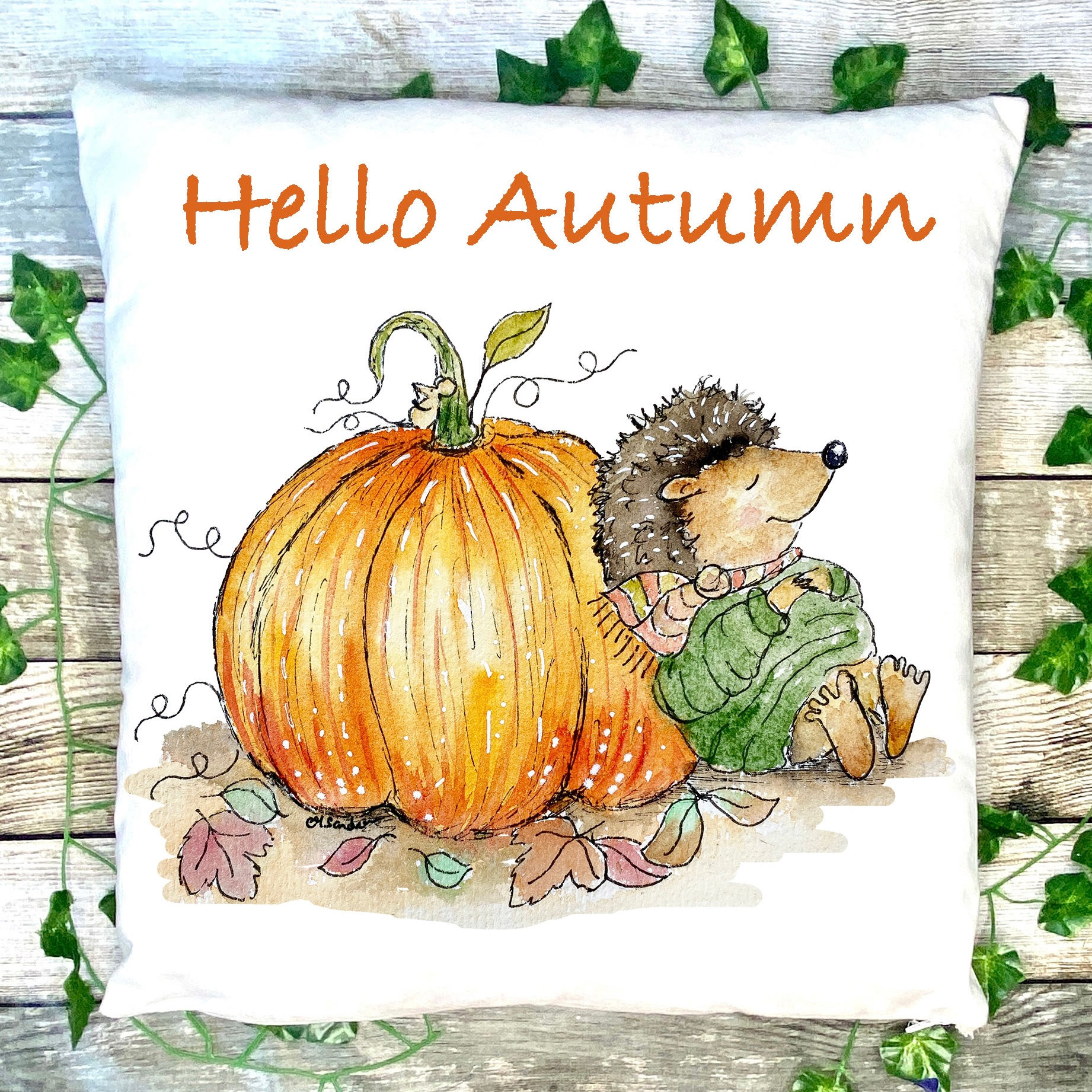 Pumpkin Resting Hedgehog Cushion