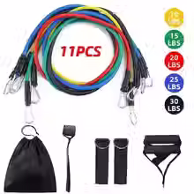 Thumbnail: 11-Piece Resistance Band Set With Door Anchor + Bag