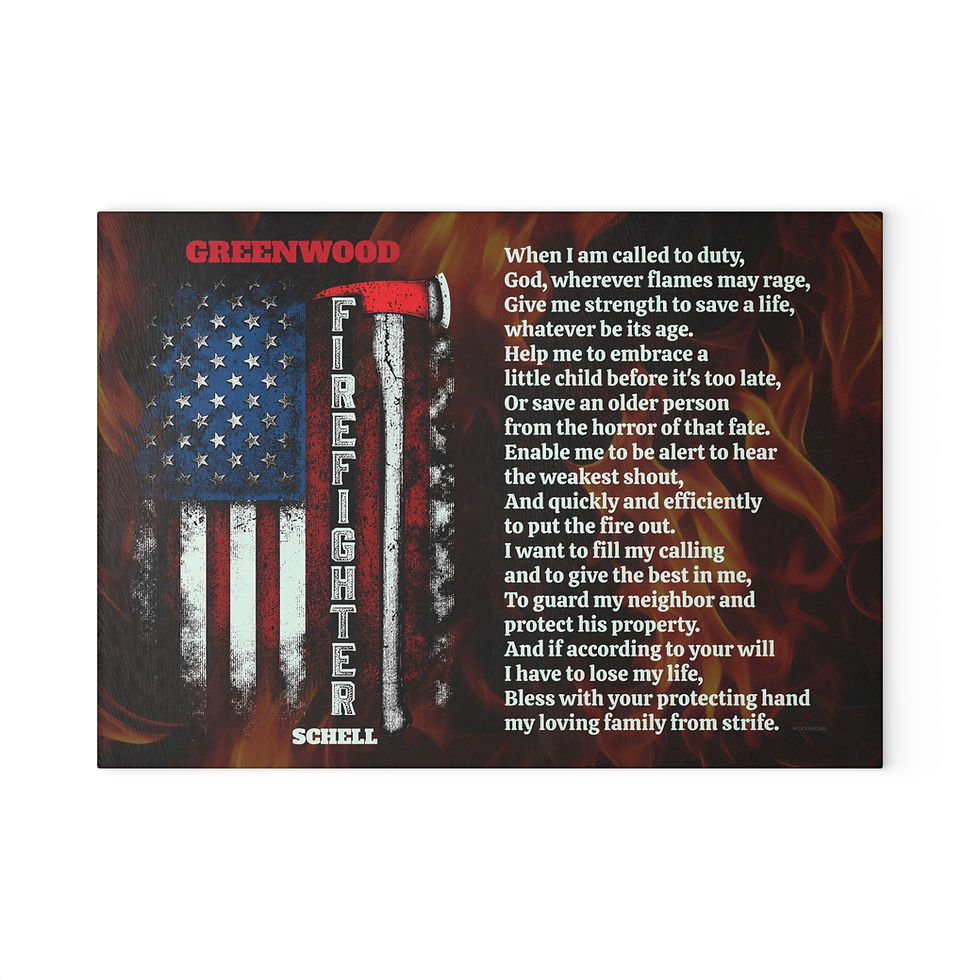 Thumbnail: Fireman Cutting Board - Personalized Fireman Prayer Platter
