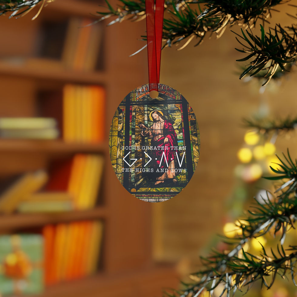 Thumbnail:  "God Is Greater Than the Highs and Lows" Stained Glass Decoration
