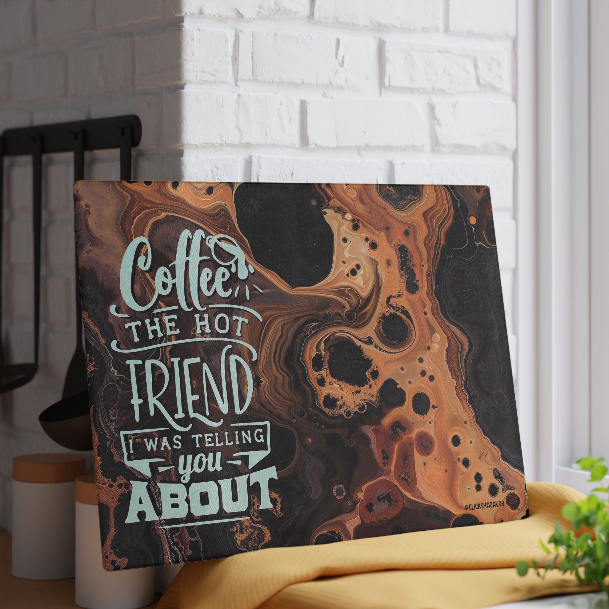 Coffee the Hot Friend ~ Artisan Glass Serving Platter