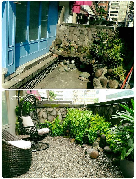 法蘿緹小花園改造前為空曠混凝土地坪，缺乏綠意與遮蔽設計｜院子園藝 Before 改造紀錄"