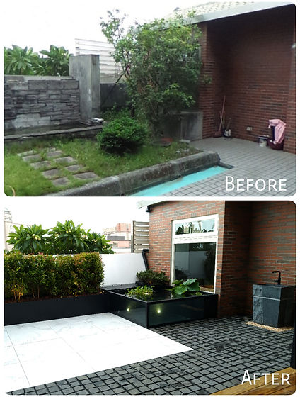 永和晶華住宅戶外庭園設計，融合植生牆、地面植栽與鞦韆，營造自然清新的都市綠化空間｜院子園藝作品