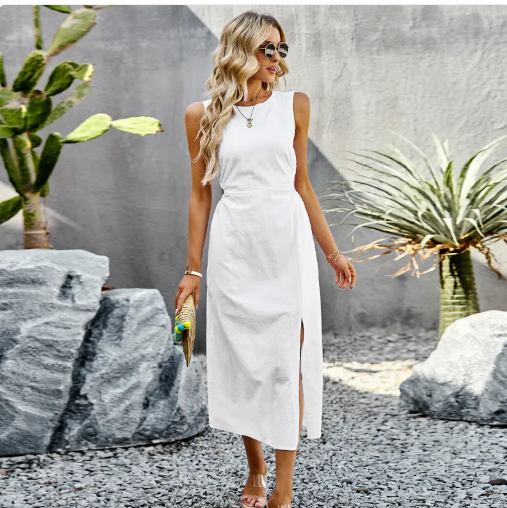 Thumbnail: Women's Summer Solid Color Sleeveless Dress