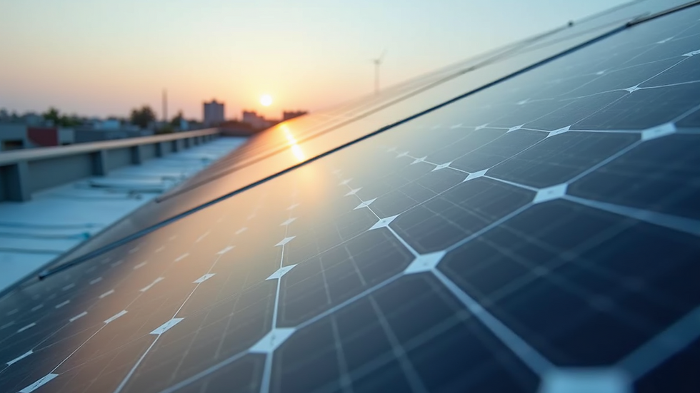Eye-level view of solar panels installed on a commercial rooftop