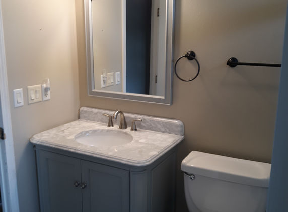 Bath remodel vanity and mirror