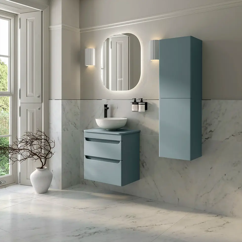 Thumbnail: Deccado Bromont 2 Drawer Vanity Unit 550mm with Worktop and Sit-on Bowl - Blue