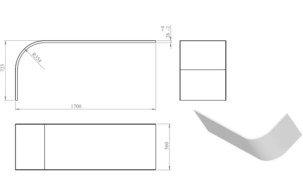 Thumbnail: 1700mm J Shape Bath Panel