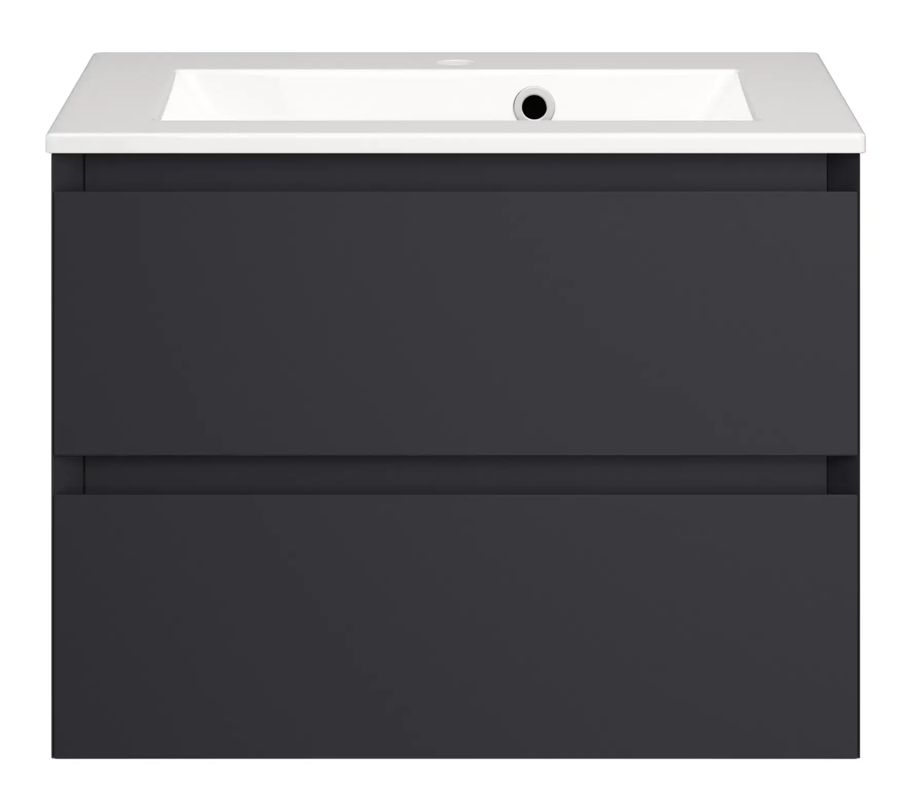 Deccado Vernas 2 Drawer Vanity Unit 600mm with Cast Basin Sink - Matt Black