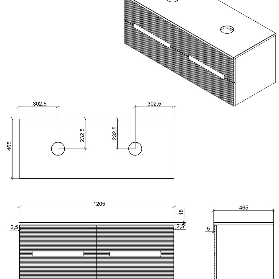 Thumbnail: Matrix Plus 1200mm Fluted Double Wall Hung Vanity Unit + Top - Green/Marble