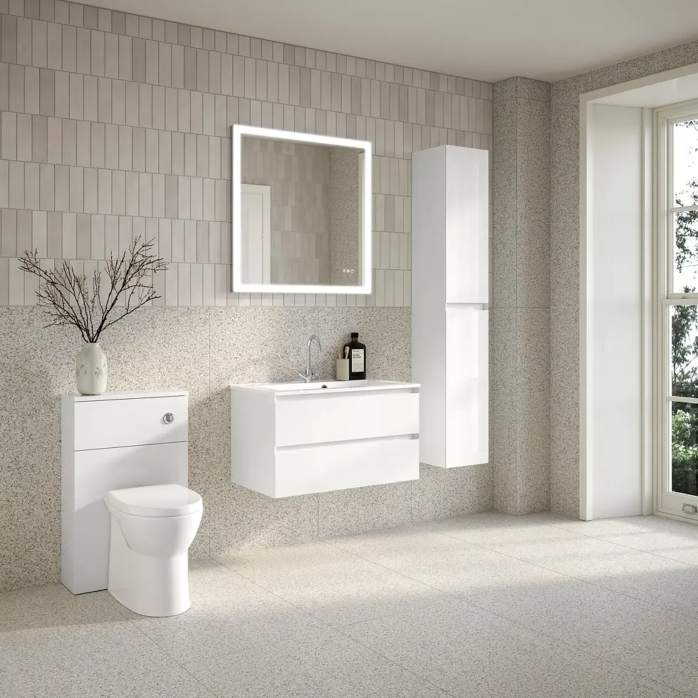 Thumbnail: Deccado Vernas 2 Drawer Vanity Unit 800mm with Cast Basin Sink - White Gloss