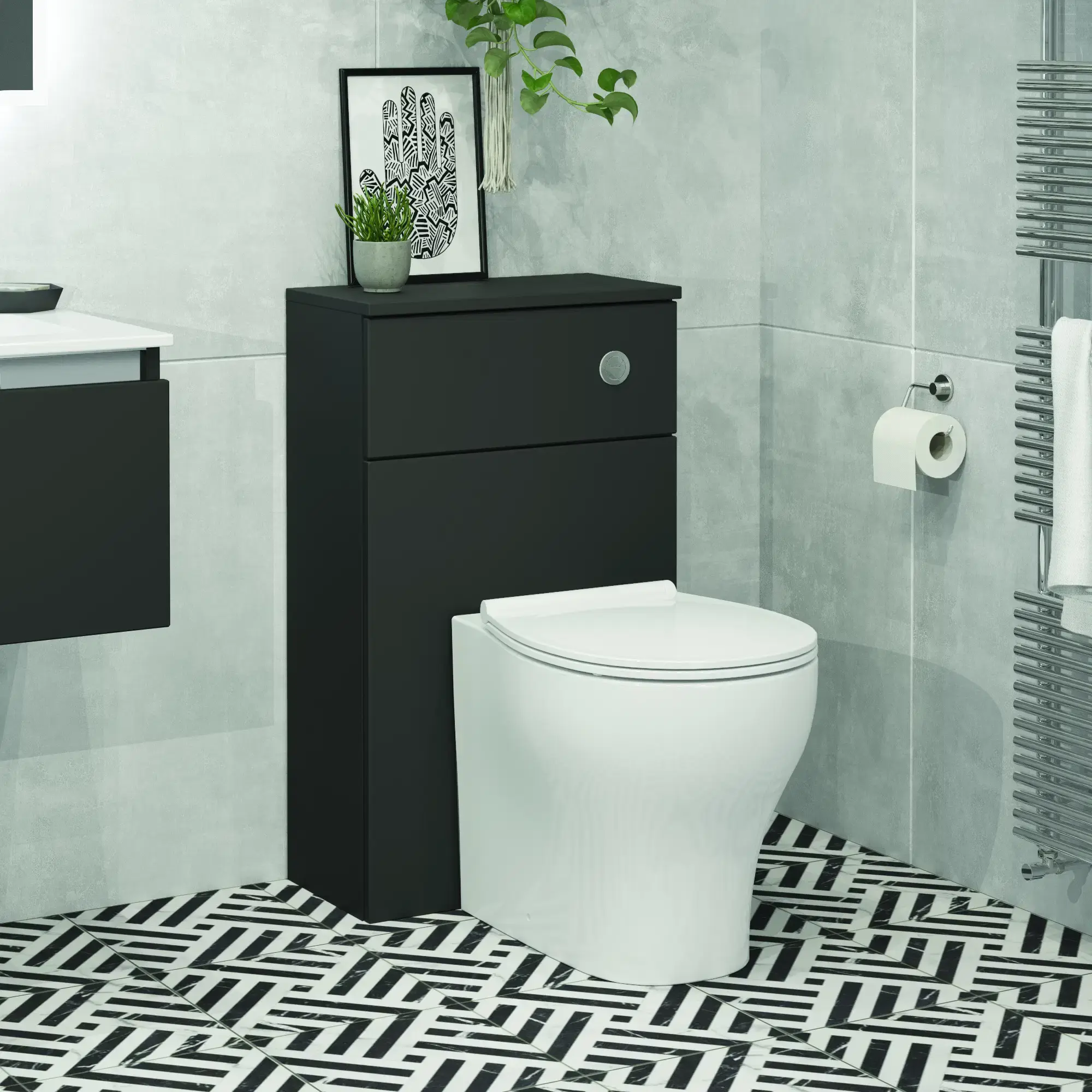 Serenity 500mm BTW Toilet Unit - Matt Dk Grey (Including Top)
