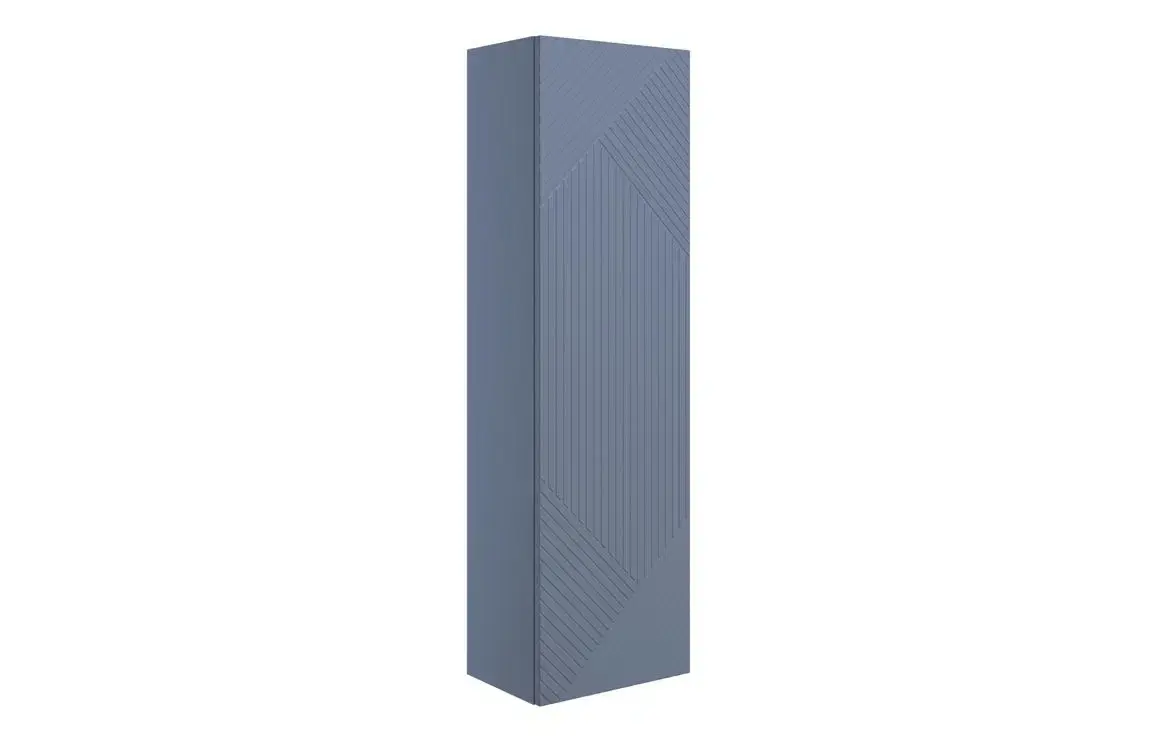 Loom 350mm Wall Hung 1 Door Tall Bathroom Storage Unit - Matt Smoke Blue