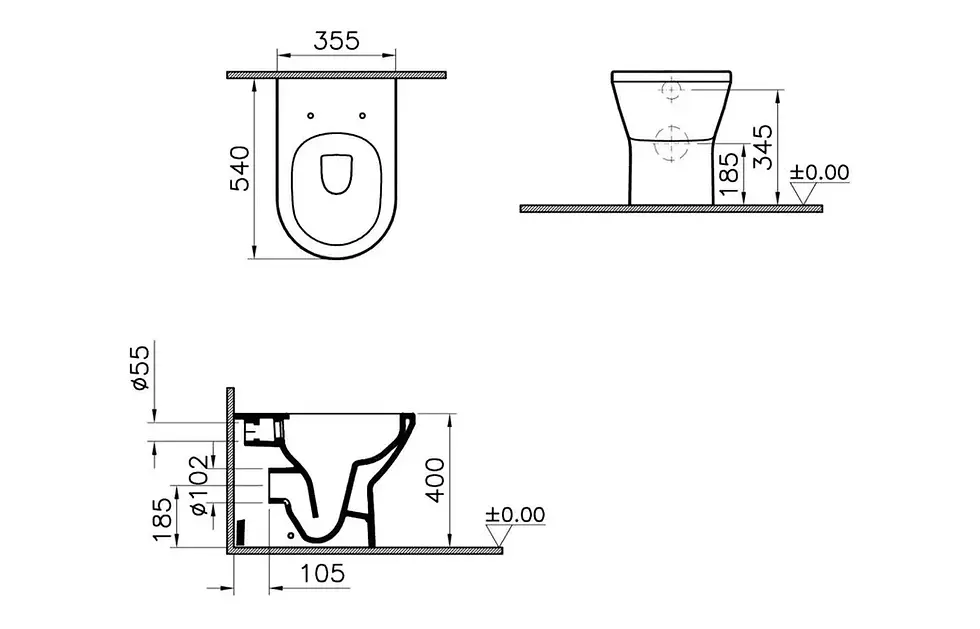 Thumbnail: VitrA Integra Rimless Back to Wall Toilet Pan Only - White