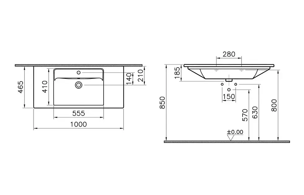 Thumbnail: VitrA Integra 1000x465mm 1TH Vanity Basin w/Overflow - White