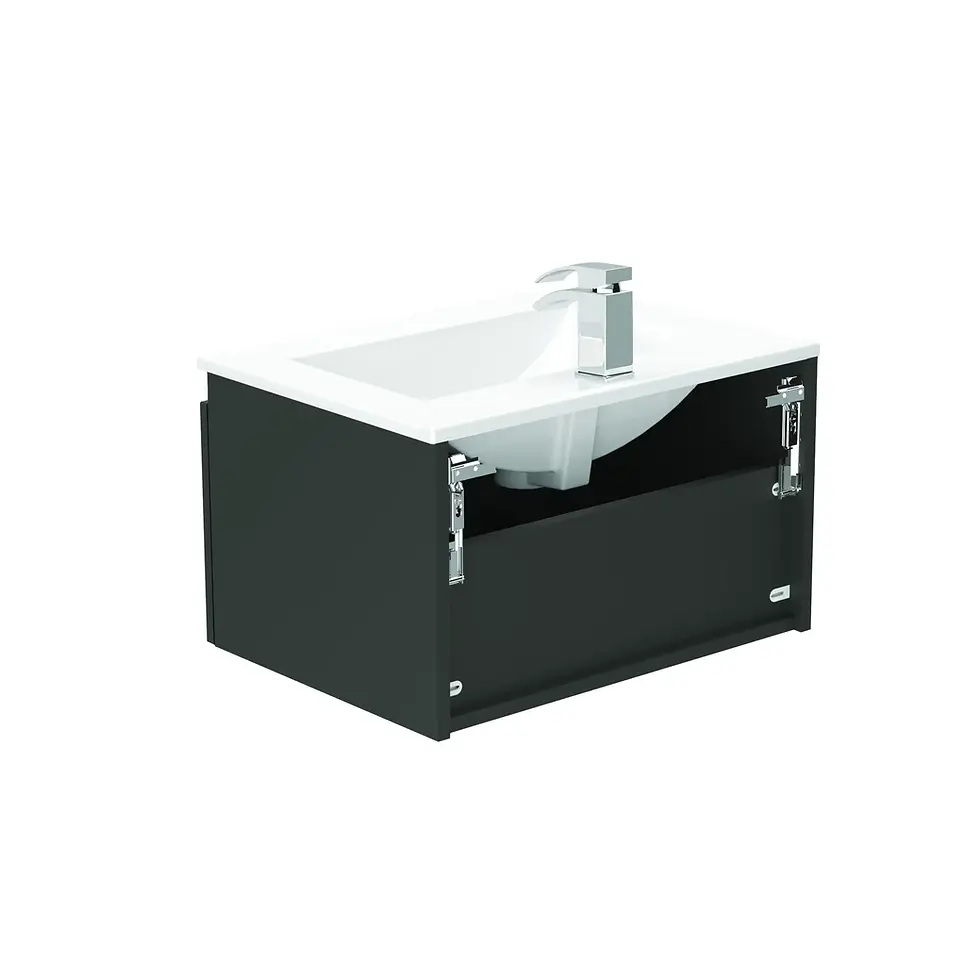 Thumbnail: Serenity 600mm Wall Hung Vanity Unit - 1 Drawer - Matt Dk Grey