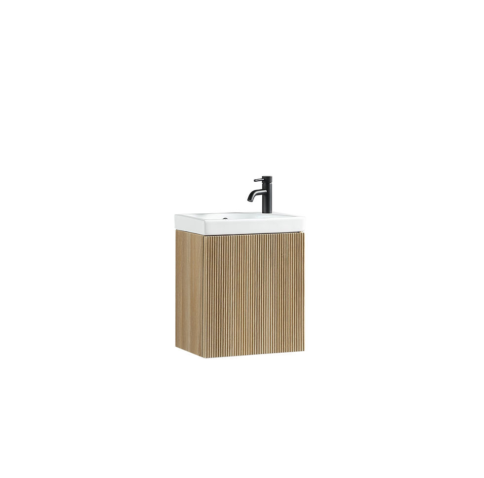 Thumbnail: Flex Mini 460mm Wall Hung Cloakroom Vanity & Basin - Country Oak