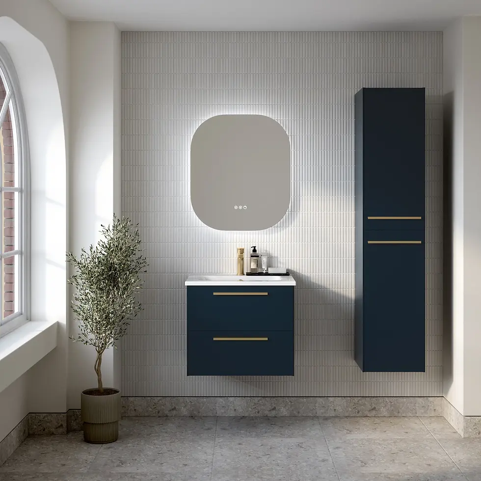 Thumbnail: Deccado Berwick 2 Door Wall Unit with Brushed Brass Handles - Midnight Blue