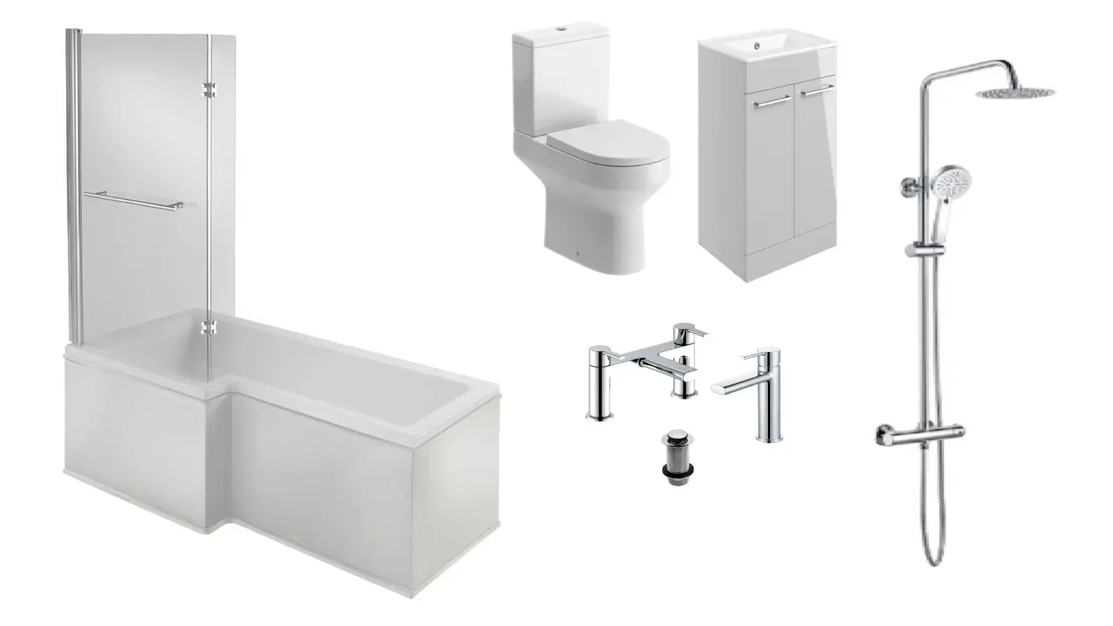 Rhonda Bathroom Suite -L Shape Shower Bath Pack