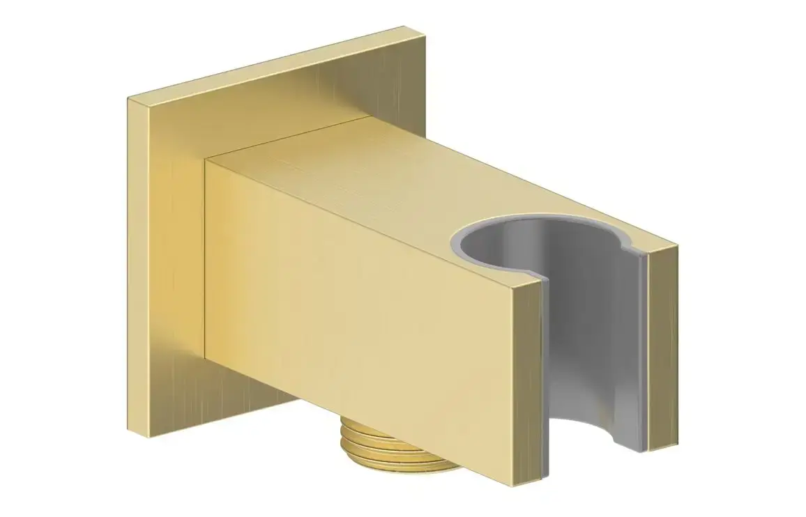 Cora Square Handset Wall Bracket with Wall Outlet - Brushed Brass