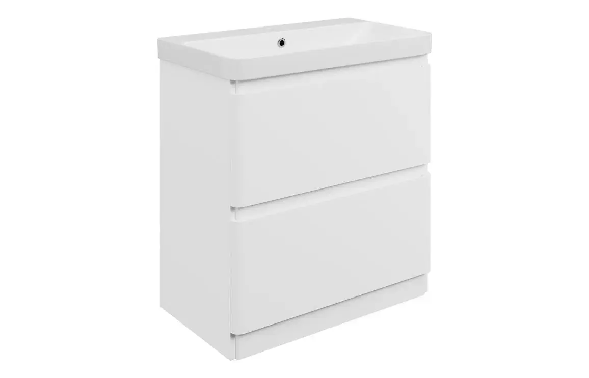 Kanton 805mm Floor Standing 2 Drawer Basin Unit & 1TH Basin - Matt White