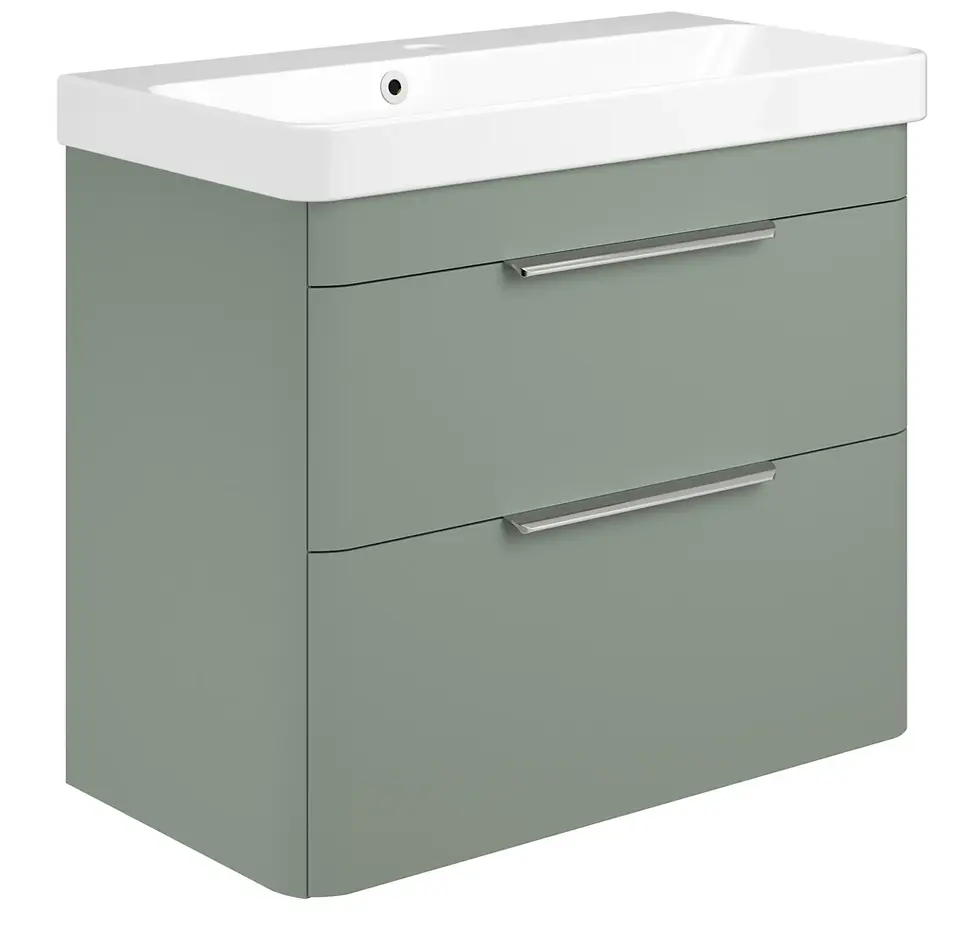 Thumbnail: Deccado Crofton 2 Drawer Vanity Unit 700mm with Ceramic Basin and Handles -Green