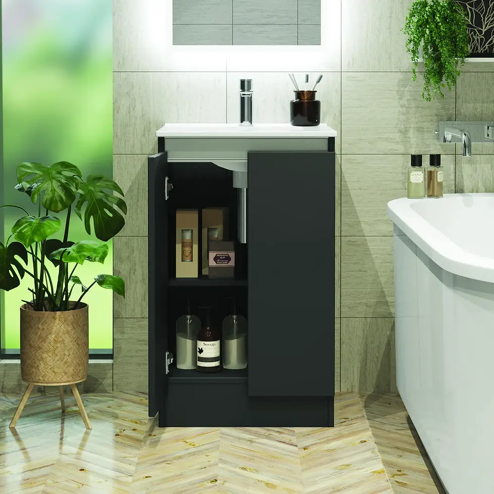 Thumbnail: Serenity 500mm Floor Mounted Vanity Unit - Cupboard - Matt Dk Grey