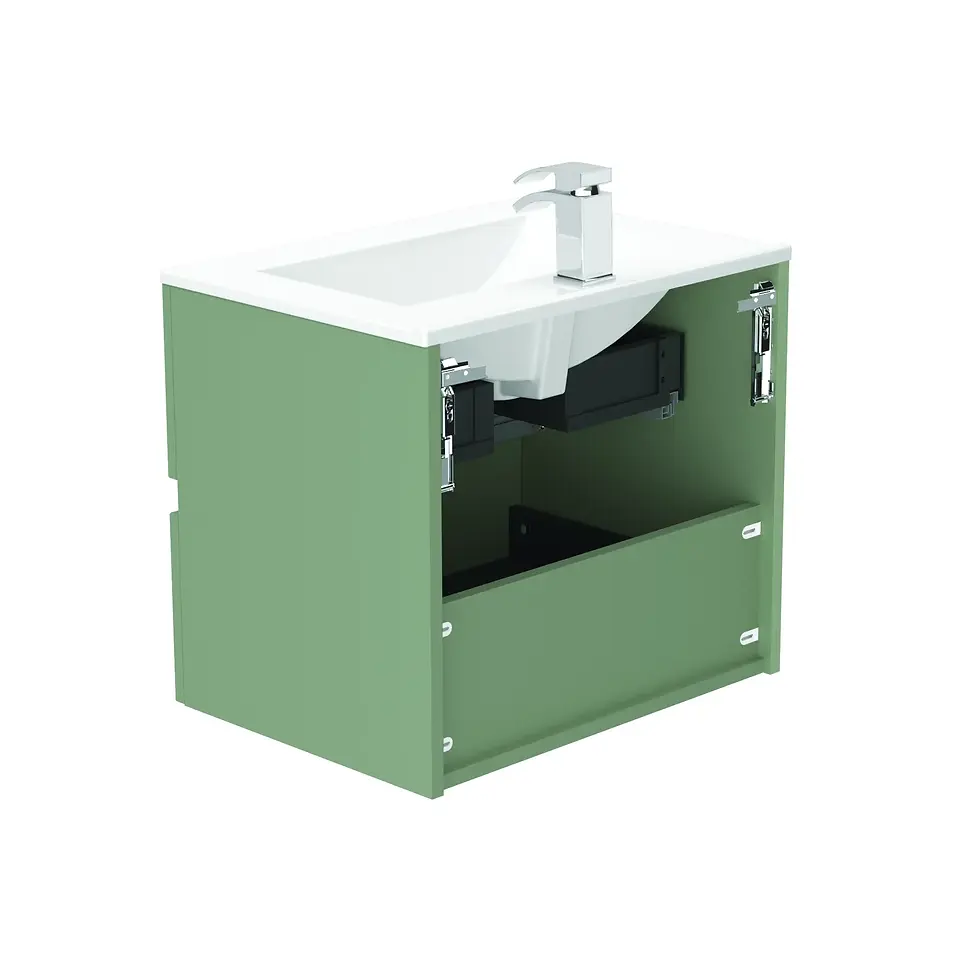 Thumbnail: Serenity 600mm Wall Hung Vanity Unit - 2 Drawer - Sage